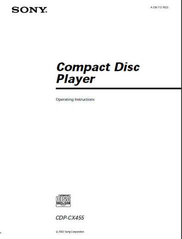 SONY CDP-CX455 CD PLAYER OPERATING INSTRUCTIONS 40 PAGES ENG