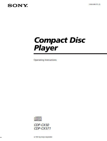 SONY CDP-CX50 CDP-CX571 CD PLAYER OPERATING INSTRUCTIONS 20 PAGES ENG
