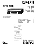 SONY CDP-EX10 CD PLAYER SERVICE MANUAL INC BLK DIAG PCBS SCHEM DIAGS AND PARTS LIST 27 PAGES ENG