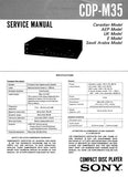SONY CDP-M35 CD PLAYER SERVICE MANUAL INC PCBS SCHEM DIAGS AND PARTS LIST 24 PAGES ENG