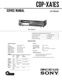 SONY CDP-XA1ES CD PLAYER SERVICE MANUAL INC BLK DIAG PCBS SCHEM DIAG AND PARTS LIST 38 PAGES ENG