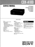 SONY CDX-A100 CD PLAYER SERVICE MANUAL INC BLK DIAG PCBS SCHEM DIAG AND PARTS LIST 30 PAGES ENG