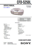 SONY CFD-S250L CD RADIO CASSETTE-CORDER SERVICE MANUAL INC BLK DIAG PCBS SCHEM DIAGS AND PARTS LIST 54 PAGES ENG