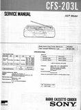 SONY CFS-203L RADIO CASSETTE-CORDER SERVICE MANUAL INC PCBS SCHEM DIAGS AND PARTS LIST 38 PAGES ENG