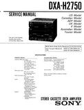 SONY DXA-H2750 STEREO CASSETTE DECK AMPLIFIER SERVICE MANUAL INC PCBS SCHEM DIAGS AND PARTS LIST 40 PAGES ENG