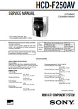 SONY HCD-F250AV MINI HIFI COMPONENT SYSTEM SERVICE MANUAL INC BLK DIAGS PCBS SCHEM DIAGS AND PARTS LIST 82 PAGES ENG