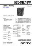 SONY HCD-MG510AV CD DECK RECEIVER SERVICE MANUAL INC BLK DIAGS PCBS SCHEM DIAGS AND PARTS LIST 74 PAGES ENG