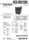 SONY HCD-MG510AV CD DECK RECEIVER SERVICE MANUAL INC BLK DIAGS PCBS SCHEM DIAGS AND PARTS LIST 74 PAGES ENG