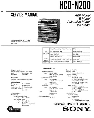 SONY HCD-SA30 COMPACT AV SYSTEM SERVICE MANUAL INC BLK DIAGS PCBS SCHEM DIAGS AND PARTS LIST 108 PAGES ENG