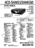 SONY HCD-SHAKE5 HCD-SHAKE6D MINI HIFI COMPONENT SYSTEM SERVICE MANUAL INC BLK DIAGS PCBS SCHEM DIAGS AND PARTS LIST 86 PAGES ENG