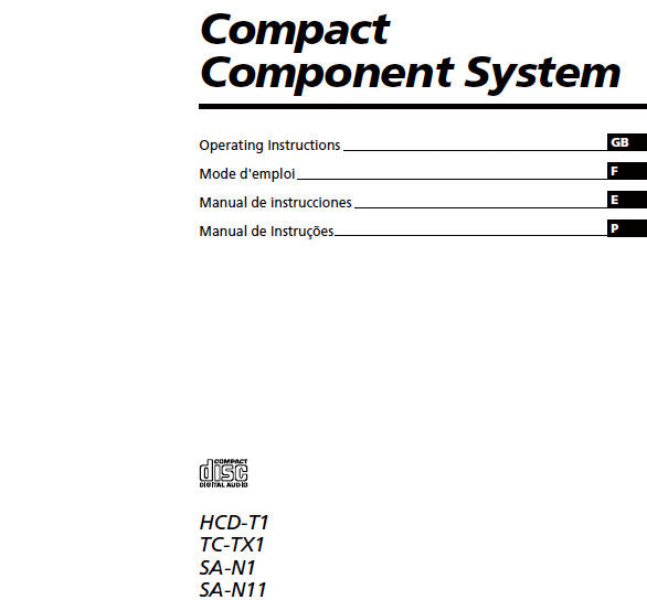 SONY HCD-T1 TC-TX1 SA-N1 SA-N11 COMPACT COMPONENT SYSTEM OPERATING INSTRUCTIONS 95 PAGES ENG FRANC ESP PORT