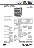 SONY HCD-V909AV CD DECK RECEIVER SERVICE MANUAL INC BLK DIAGS PCBS SCHEM DIAGS AND PARTS LIST 88 PAGES ENG