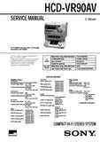 SONY HCD-VR90AV COMPACT HIFI STEREO SYSTEM SERVICE MANUAL INC BLK DIAGS PCBS SCHEM DIAGS AND PARTS LIST 96 PAGES ENG