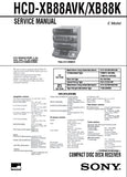 SONY HCD-XB88AVK HCD-XB88K CD DECK RECEIVER SERVICE MANUAL INC BLK DIAGS PCBS SCHEM DIAGS AND PARTS LIST 86 PAGES ENG