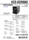 SONY HCD-XGR90AV COMPACT HIFI STEREO SYSTEM SERVICE MANUAL INC BLK DIAGS PCBS SCHEM DIAGS AND PARTS LIST 80 PAGES ENG