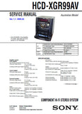 SONY HCD-XGR99AV COMPACT HIFI STEREO SYSTEM SERVICE MANUAL INC BLK DIAGS PCBS SCHEM DIAGS AND PARTS LIST 82 PAGES ENG