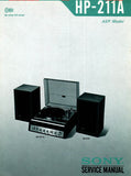 SONY HP-211A STEREO SYSTEM SERVICE MANUAL INC BLK DIAG PCBS SCHEM DIAGS AND PARTS LIST 44 PAGES ENG