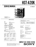 SONY HST-A20K COMPACT HIFI STEREO SYSTEM SERVICE MANUAL INC PCBS SCHEM DIAGS AND PARTS LIST 38 PAGES ENG