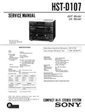 SONY HST-D107 COMPACT HIFI STEREO SYSTEM SERVICE MANUAL INC BLK DIAG PCBS SCHEM DIAGS AND PARTS LIST 41 PAGES ENG