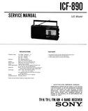 SONY ICF-890 TV-H TV-L FM AM 4 BAND RECEIVER SERVICE MANUAL INC PCBS SCHEM DIAG AND PARTS LIST 14 PAGES ENG