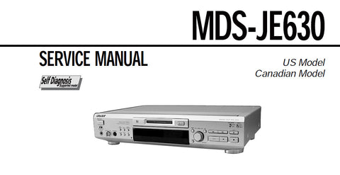 SONY MDS-JE630 MINIDISC DECK SERVICE MANUAL BOOK 64 PAGES ENG