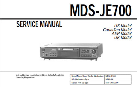 SONY MDS-JE700 MINIDISC DECK SERVICE MANUAL BOOK 74 PAGES ENG