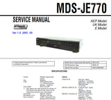 SONY MDS-JE770 MINIDISC DECK SERVICE MANUAL BOOK 72 PAGES ENG