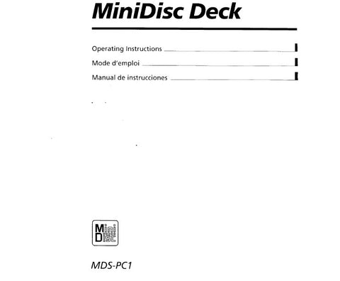 SONY MDS-PC1 MINIDISC DECK OPERATING INSTRUCTIONS BOOK 226 PAGES ENG FRANC ESP