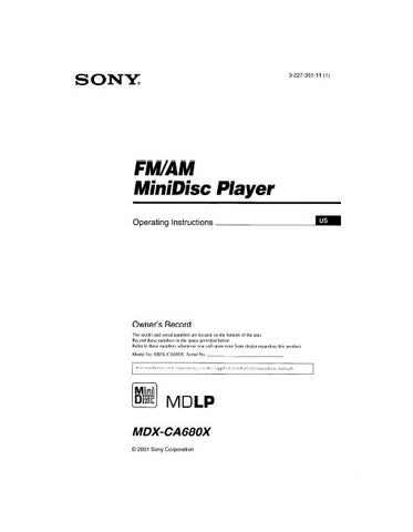 SONY MDX-CA680X FM AM MINIDISC PLAYER OPERATING INSTRUCTIONS 28 PAGES ENG