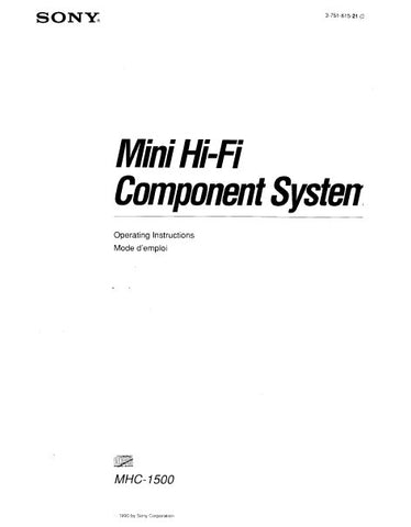 SONY MHC-1500 MINI HIFI COMPONENT SYSTEM OPERATING INSTRUCTIONS 22 PAGES ENG FRANC
