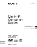 SONY MHC-GZR33Di LBT-LCD7FDi MINI HIFI COMPONENT SYSTEM BEDIENUNGSANLEITUNG GEBRUIKSAANWIJZING 295 PAGES DEUT NL