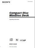 SONY MXD-D400 CD MINIDISC DECK OPERATING INSTRUCTIONS 52 PAGES ENG