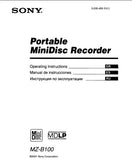 SONY MZ-B100 PORTABLE MINIDISC RECORDER OPERATING INSTRUCTIONS 28 PAGES ENG