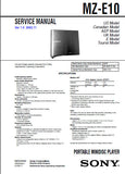 SONY MZ-E10 PORTABLE MINIDISC PLAYER SERVICE MANUAL INC BLK DIAG PCBS SCHEM DIAGS AND PARTS LIST 40 PAGES ENG