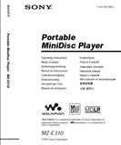 SONY MZ-E310 PORTABLE MINIDISC PLAYER OPERATING INSTRUCTIONS 364 PAGES ENG FRANC DEUT ESP NL SW ITAL PORT MULTU