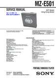 SONY MZ-E501 PORTABLE MINIDISC PLAYER SERVICE MANUAL INC BLK DIAG PCBS SCHEM DIAGS AND PARTS LIST 56 PAGES ENG