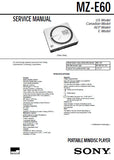 SONY MZ-E60 PORTABLE MINIDISC PLAYER SERVICE MANUAL INC BLK DIAGS PCBS SCHEM DIAGS AND PARTS LIST 32 PAGES ENG