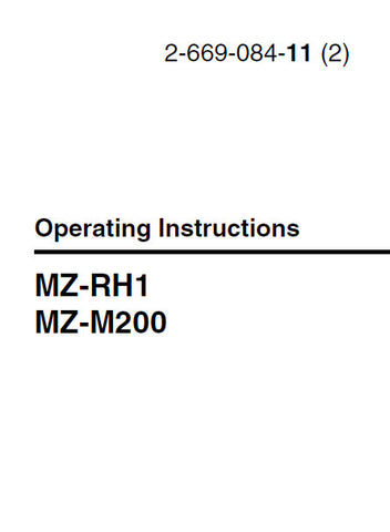 SONY MZ-M200 MZ-RH1 PORTABLE MD RECORDER OPERATING INSTRUCTIONS 88 PAGES ENG