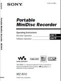 SONY MZ-N10 PORTABLE MINIDISC RECORDER OPERATING INSTRUCTIONS 136 PAGES ENG