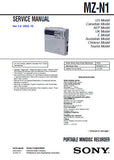 SONY MZ-N1 PORTABLE MINIDISC RECORDER SERVICE MANUAL V1.4 INC BLK DIAGS PCBS SCHEM DIAGS AND PARTS LIST 64 PAGES ENG