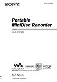 SONY MZ-N505 PORTABLE MINIDSIC RECORDER MODE D'EMPLOI 72 PAGES FRANC