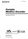 SONY MZ-N505 PORTABLE MINIDISC RECORDER OPERATING INSTRUCTIONS 72 PAGES ENG