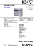 SONY MZ-N707 PORTABLE MINIDISC RECORDER SERVICE MANUAL V1.0 INC BLK DIAGS PCBS SCHEM DIAGS AND PARTS LIST 66 PAGES ENG