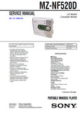 SONY MZ-NF520D PORTABLE MINIDISC PLAYER SERVICE MANUAL INC BLK DIAG PCBS SCHEM DIAGS AND PARTS LIST VER 1.0 64 PAGES ENG