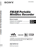 SONY MZ-NF610 PORTABLE MINIDSIC RECORDER MODE D'EMPLOI 124 PAGES FRANC