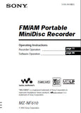 SONY MZ-NF610 PORTABLE MINIDISC RECORDER OPERATING INSTRUCTIONS 116 PAGES ENG