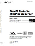 SONY MZ-NF810 FM AM PORTABLE MINIDSIC RECORDER MODE D'EMPLOI 128 PAGES FRANC