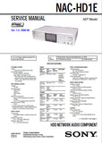 SONY NAC-HD1E HDD NETWORK AUDIO COMPONENT SERVICE MANUAL INC BLK DIAGS PCBS SCHEM DIAGS AND PARTS LIST 78 PAGES ENG