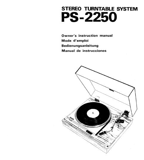 SONY PS-2250 STEREO TURNTABLE SYSTEM OWNER'S INSTRUCTION MANUAL 31 PAGES ENG FRANC DEUT ESP