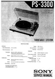 SONY PS-3300 TURNTABLE SYSTEM SERVICE MANUAL INC BLK DIAG PCB SCHEM DIAG AND PARTS LIST 14 PAGES ENG